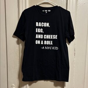 Black T-Shirt Bacon Egg and Cheese on a Roll